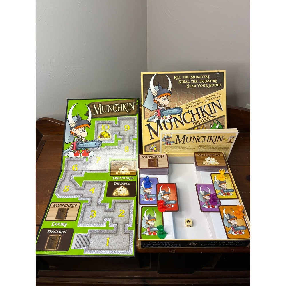 Munchkin Deluxe Board Game - 100% Complete - SJG1483 1st Edition, 3rd Printing